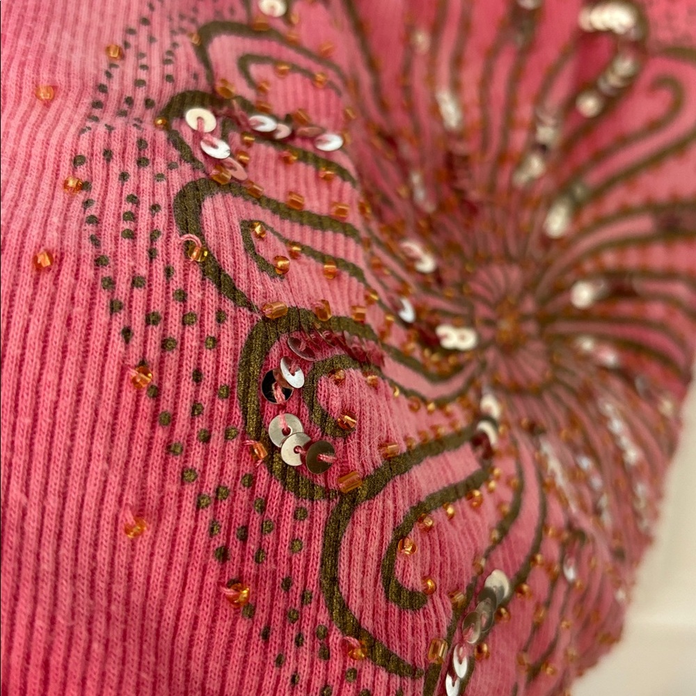 Marciano Pink and Gold Sequin Embellished Tank Top - Picture 4 of 10